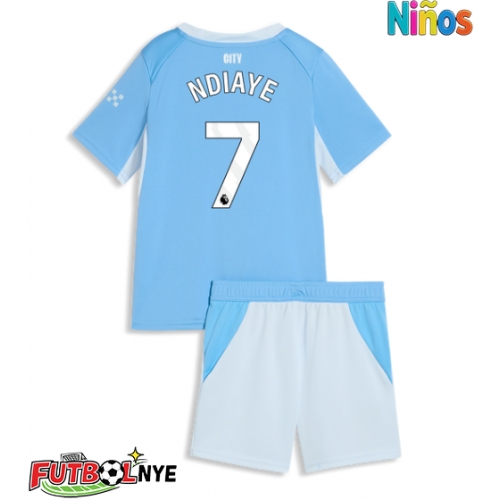 Camiseta Manchester City Iliman Ndiaye #7 Primera Equipación para niños 2026-27 manga corta (+ pantalones cortos)